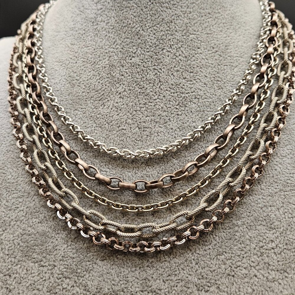 Sabika Five Chain Silver Necklace